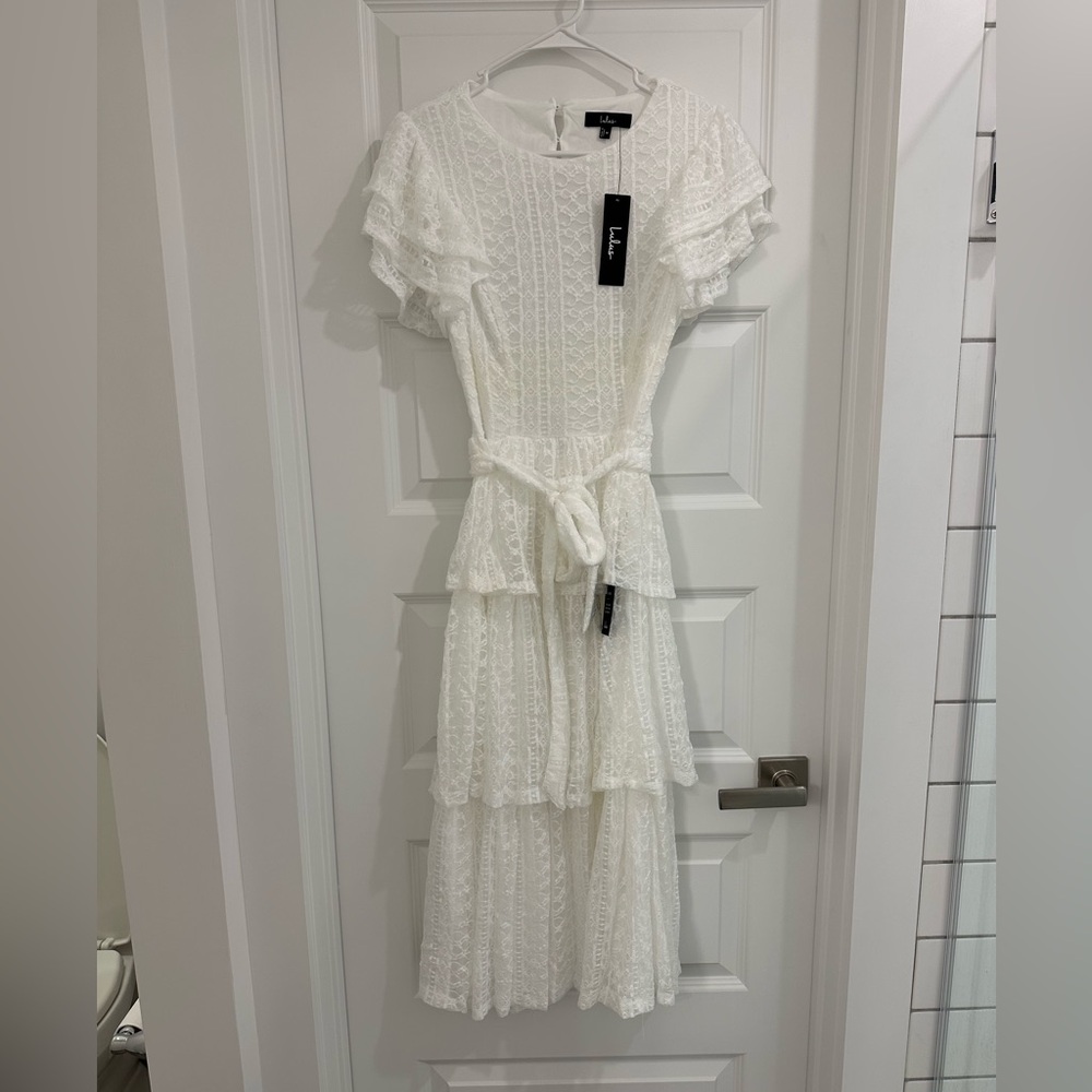 Lulus Ivory Tiered Backless Dress